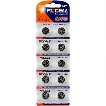 PKCELL PK Cell AG10-10B 1.5V Alkaline Battery; Pack of 10 AG10-10B